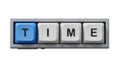 Time.Computer keyboard keys spelling.Flat lay view from above on  computer keyboard keys buttons Royalty Free Stock Photo