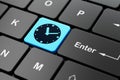 Time concept: Clock on computer keyboard background Royalty Free Stock Photo