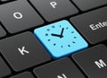 Time concept: Clock on computer keyboard background Royalty Free Stock Photo
