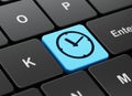 Time concept: Clock on computer keyboard background Royalty Free Stock Photo