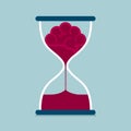 Time concept design, brain icon in the hourglass.