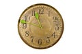 Time concept - green poppy head arrows on old clock face dial Royalty Free Stock Photo