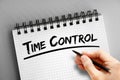 Time control text on notepad, concept background Royalty Free Stock Photo