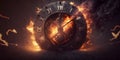 Time crunch, Burning clock working overtime to finish work,Shopping time clock for last minute offer. Generative Ai