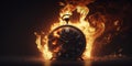Time crunch, Burning clock working overtime to finish work,Shopping time clock for last minute offer. Generative Ai