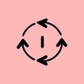 Time Cycle Icon: Circular Arrow & Clock Symbol Vector
