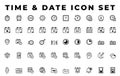 Time And Date Lineal Icon Set Pack, Time Mangement Icon Set, Vector Eps File Royalty Free Stock Photo