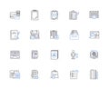 Time and date outline icons collection. Time, Date, Calendar, Clock, Hour, Minute, Second vector and illustration