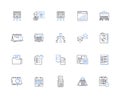 Time and date outline icons collection. Time, Date, Calendar, Clock, Hour, Minute, Second vector and illustration