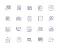 Time and date outline icons collection. Time, Date, Calendar, Clock, Hour, Minute, Second vector and illustration