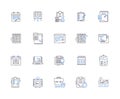 Time and date outline icons collection. Time, Date, Calendar, Clock, Hour, Minute, Second vector and illustration