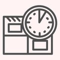 In time delivery line icon. Parcel and clock, fast shipping. Postal service vector design concept, outline style Royalty Free Stock Photo