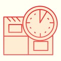 In time delivery line icon. Parcel and clock, fast shipping. Postal service vector design concept, outline style Royalty Free Stock Photo