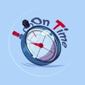 On Time Delivery Service Emblem With Chronometer Over Blue Background Royalty Free Stock Photo