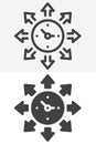 Time direction line and solid vector icon set Royalty Free Stock Photo