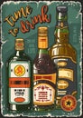 Time drink colorful vintage poster Royalty Free Stock Photo