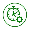 Time, duration, timing icon. Green vector sketch