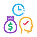 Time for earn money icon vector outline illustration