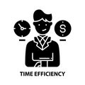 time efficiency icon, black vector sign with editable strokes, concept illustration