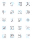 Time efficiency linear icons set. Streamlined, Productive, Expedient, Punctual, Swiftness, Agile, Efficiency line vector