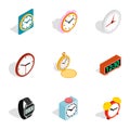 Time equipment icons, isometric 3d style Royalty Free Stock Photo