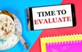 Time for evaluation. Text message on the smartphone screen. Royalty Free Stock Photo