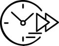 Time fast forward icon with clock symbol Royalty Free Stock Photo