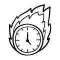 Time fire deadline on passion ambition single isolated icon with sketch hand drawn outline style