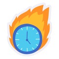 Time fire deadline on passion ambition single isolated icon with sticker outline cut style