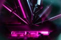 Time of flight mass spectrometer in closeup shot with purple and pink light Royalty Free Stock Photo