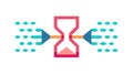 Time Flow Process Hourglass with Arrows Vector, vector design Generative AI Royalty Free Stock Photo