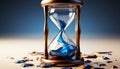 Time flowing like sand in an antique hourglass countdown generated by AI