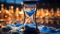Time flows like sand in an antique hourglass at dusk generated by AI