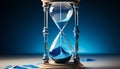 Time flows like sand in an antique hourglass generated by AI