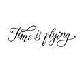 Time is flying: inspirational phrase, a quote for philosophical mood. Brush calligraphy, hand lettering