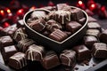 Time frozen heart chocolates unwrapping in monochrome, valentine, dating and love proposal image