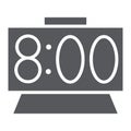 Time glyph icon, clock and hour, digital watch sign, vector graphics, a solid pattern on a white background.
