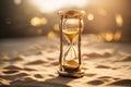 time going by in beautiful hourglass on the sand beach. ai generative