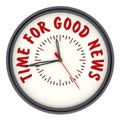 Time for good news. Clock with text Royalty Free Stock Photo