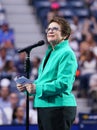 39-Time Grand Slam Champion Billie Jean King during 2019 US Open opening night ceremony at USTA National Tennis Center in New York Royalty Free Stock Photo