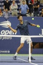 13-time Grand Slam champion Novak Djokovic of Serbia celebrates victory after his 2018 US Open semi-final match Royalty Free Stock Photo