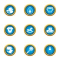 Time of growth icons set, flat style Royalty Free Stock Photo