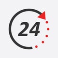 Time icon. Flat vector illustration 24 hours on white background Royalty Free Stock Photo