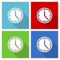 Time icon set, flat design vector illustration in eps 10 for webdesign and mobile applications in four color options Royalty Free Stock Photo