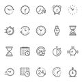 Time icon set in flat style. Agenda clock vector illustration on white isolated background. Sandglass, wristwatch timer business