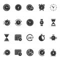 Time icon set in flat style. Agenda clock vector illustration on white isolated background. Sandglass, wristwatch timer business