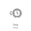 time icon vector from startups collection. Thin line time outline icon vector illustration. Linear symbol for use on web and
