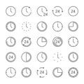 Time icons. Clock collection. Time and Clock vector  collection. Big set of a round line icons. Time and clock, isolated on white Royalty Free Stock Photo