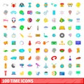 100 time icons set, cartoon style Royalty Free Stock Photo