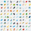 100 time icons set, isometric 3d style Royalty Free Stock Photo